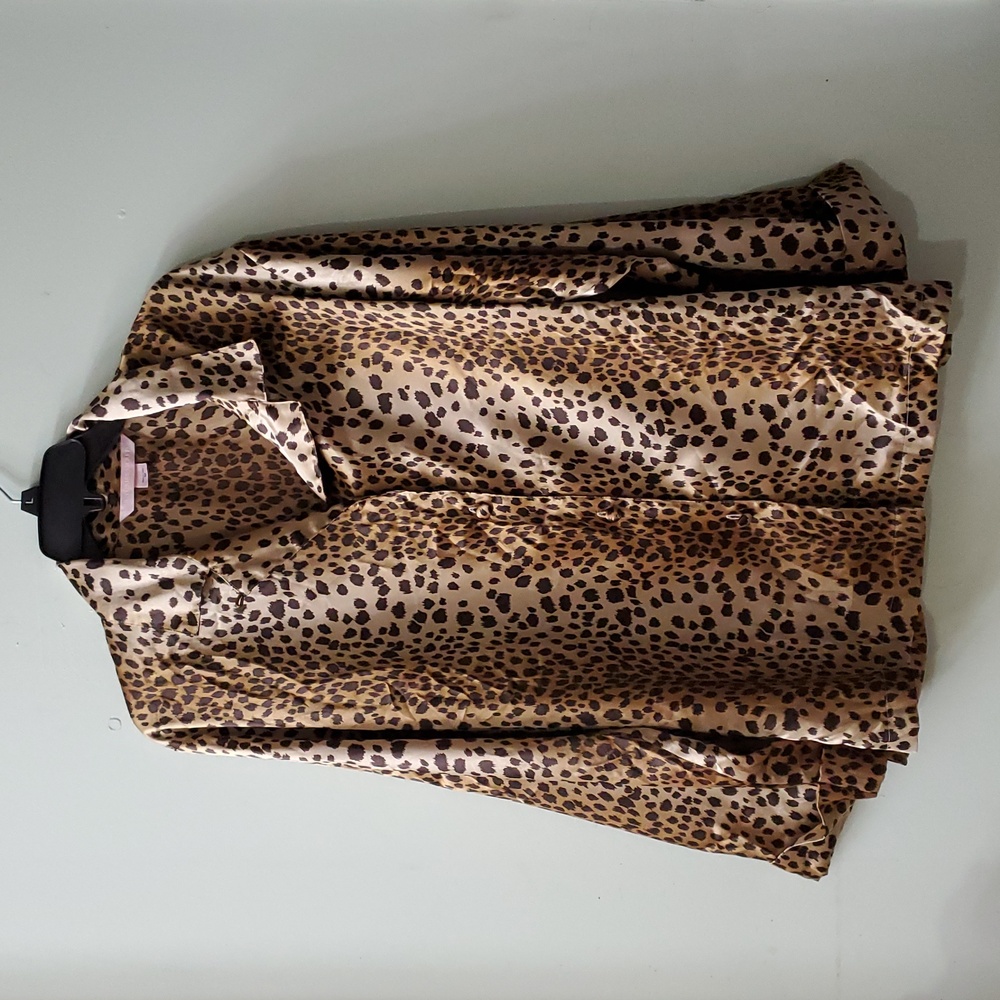 Animal Print Satin Pijama Top Sz M